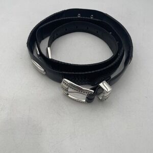 Brighton Silver Concho Black Western Leather Belt Mens Sze 50 Braided  NEW WOTAG